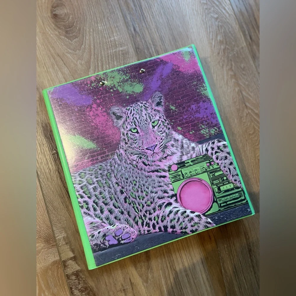 Mead Trapper Keeper Neon Leopard Graphic Binder NWT 80s 90s Throwback